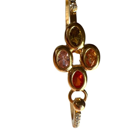Elegant Gold and Red Bangle Bracelet - Picture 5 of 7